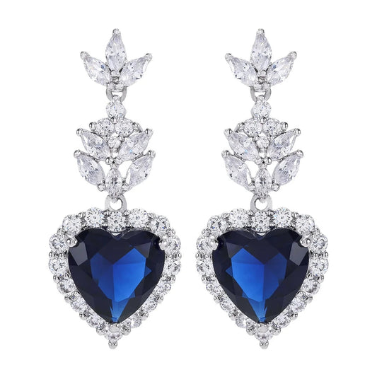 Fashion CZ Earrings 925 Silver Heart Drop Earrings Kirin Jewelry