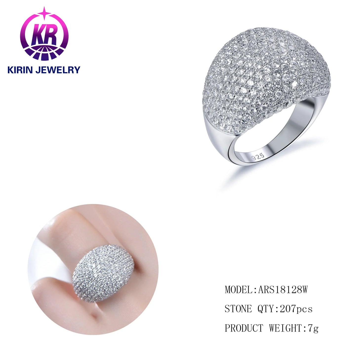 Fashion Custom silver rings CZ Zircon Stones 925 sterling silver ring Fashion zircon rings Jewelry Rings loose diamonds Hip Hop for Men Women Kirin Jewelry