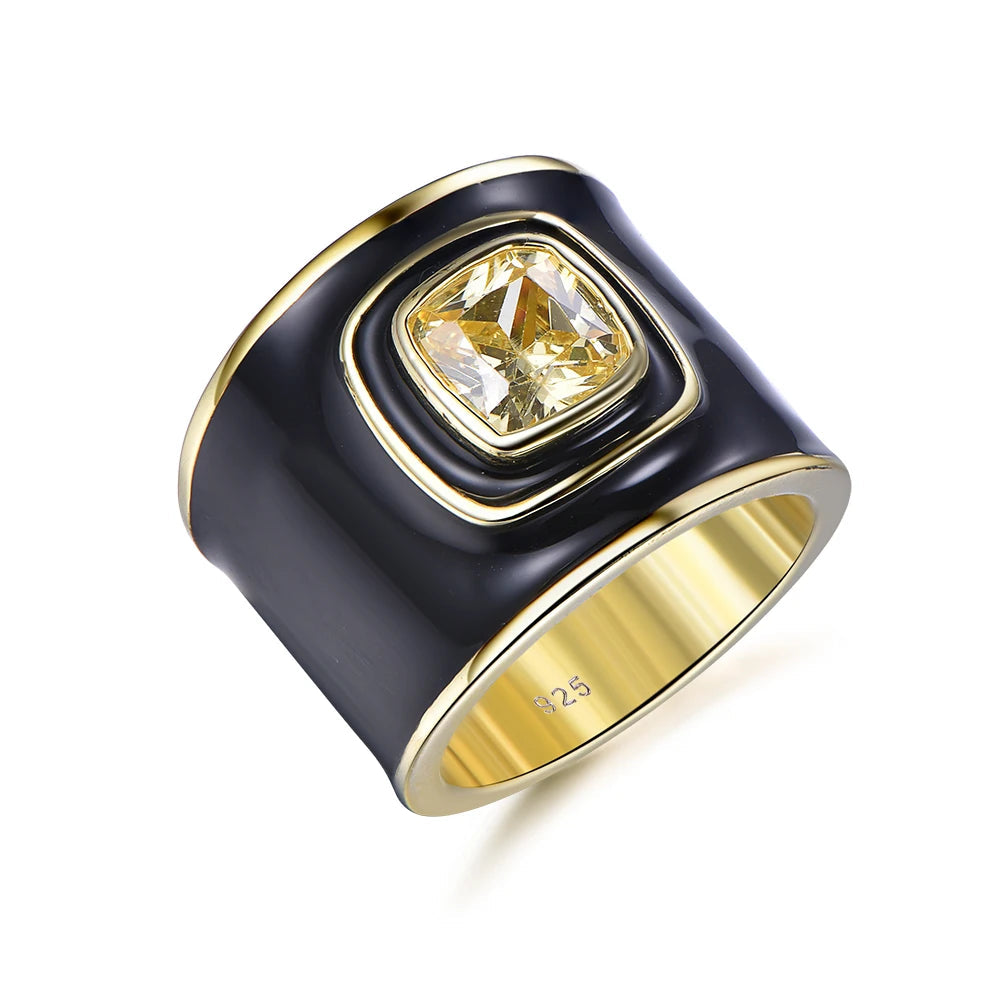 Fashion Design Silver 925 Rings Man Enamel Gemstone Ring Hip Hop Gold Plated Man Ring Kirin Jewelry