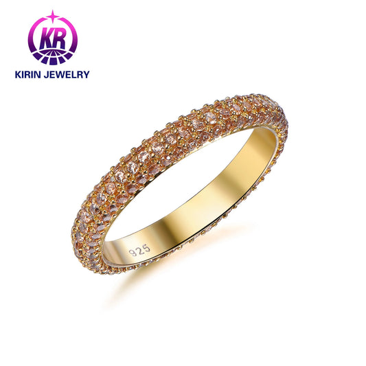 Fashion Eternity Band Ring Sterling Silver 925 Luxury CZ Zircon Engagement wedding 14K & 18K Gold Plated Rings Jewelry for Women Kirin Jewelry