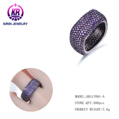 Fashion Hiphop Luxury 925 Sterling Silver Square Deep Purple jewelry western Diamond Wedding Engagement Ring Kirin Jewelry