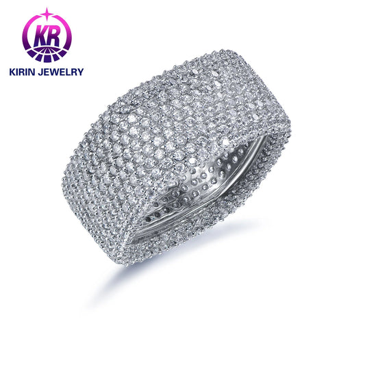 Fashion Hiphop Luxury 925 Sterling Silver Unisex Square 3A Cubic Zirconia Diamond Wedding Engagement Ring Kirin Jewelry