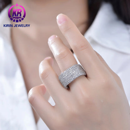 Fashion Hiphop Luxury 925 Sterling Silver Unisex Square 3A Cubic Zirconia Diamond Wedding Engagement Ring Kirin Jewelry