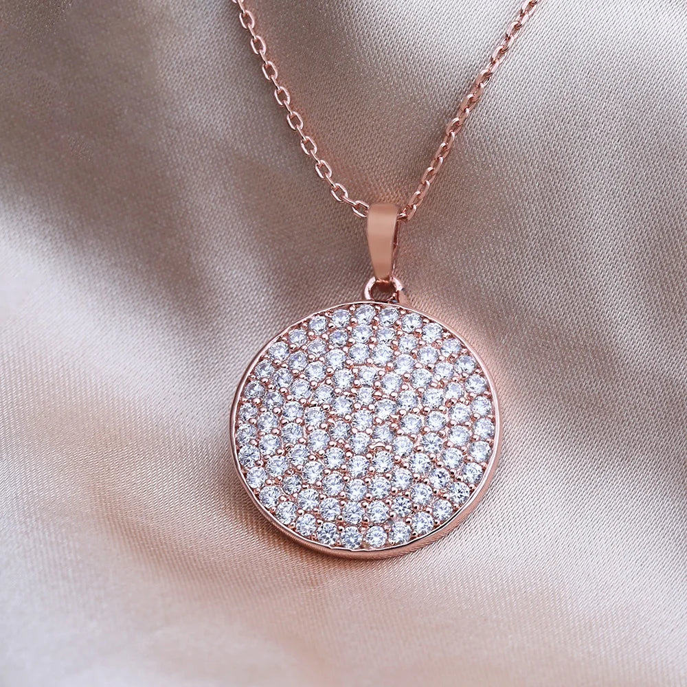 Fashion Jewellery Necklace Cubic Zirconia Necklace Pendant Jewelry Cubic Zirconia Circle Silver Pendant Kirin Jewelry