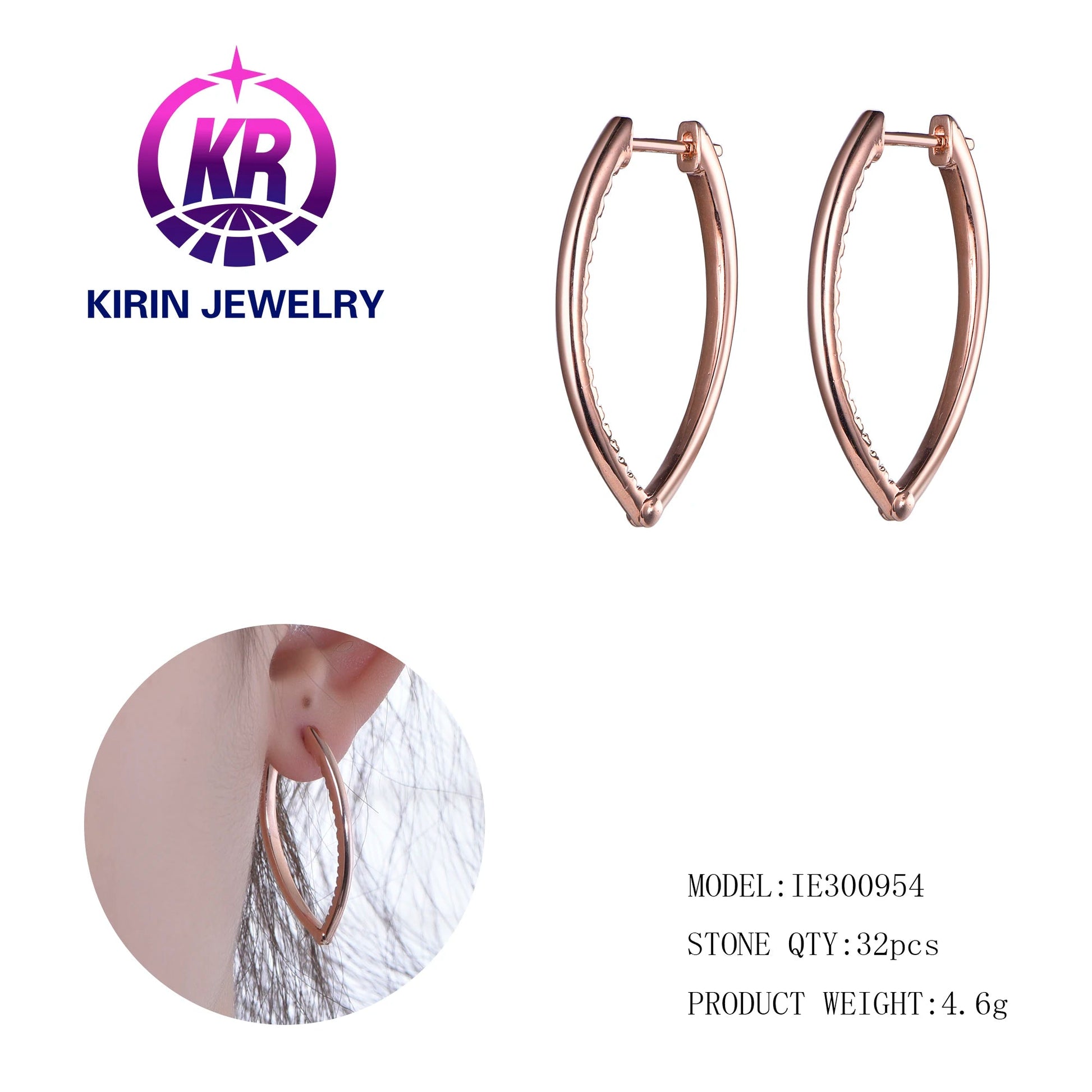 Fashion Jewelry 18K Gold Plated Personality Earrings Inside Mosaic Geometric Eye Big Hoop Earrings Women Kirin Jewelry