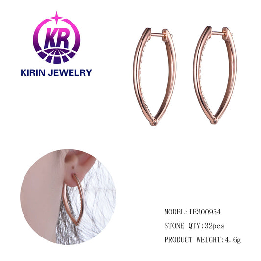 Fashion Jewelry 18K Gold Plated Personality Earrings Inside Mosaic Geometric Eye Big Hoop Earrings Women Kirin Jewelry