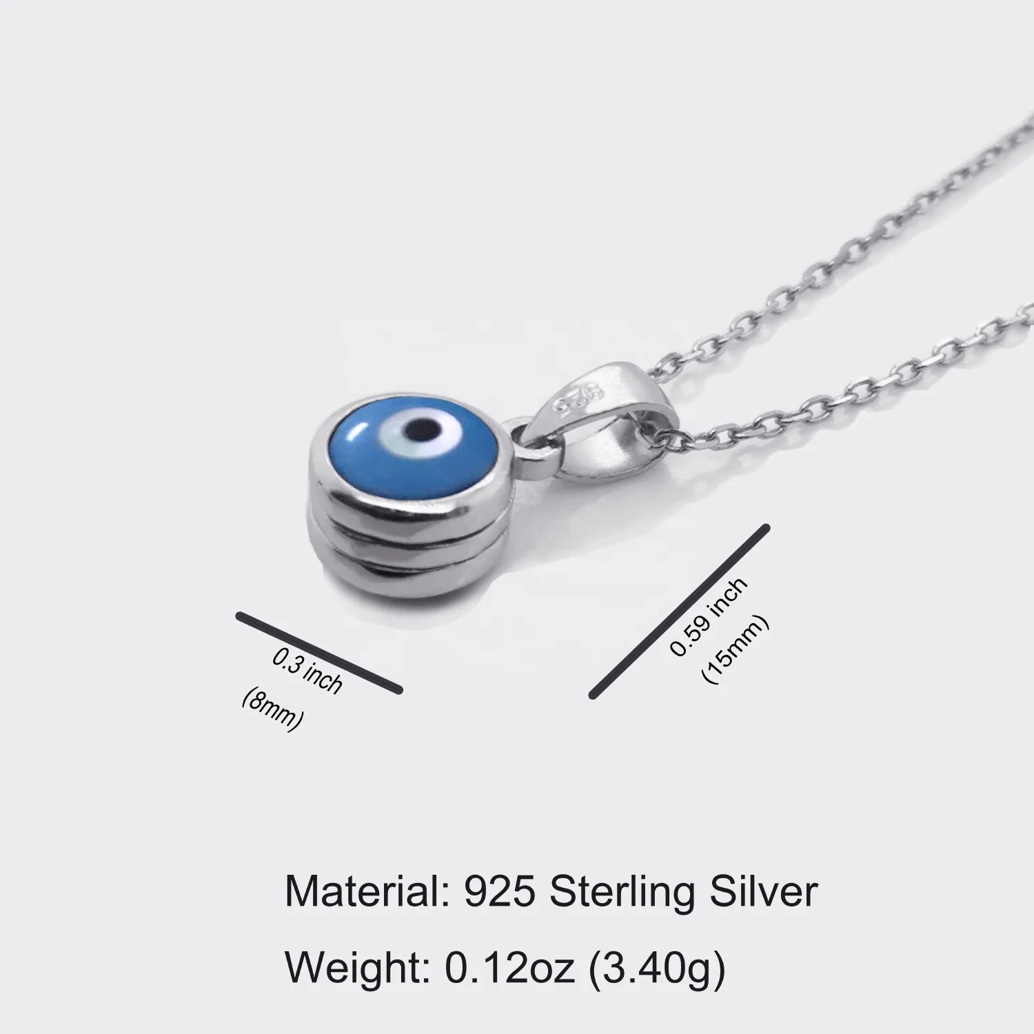 Fashion Jewelry Evil Eye Charm Necklace Eye Pendant Rhodium Plated 925 Sterling Silver Evil Eye Necklace Kirin Jewelry