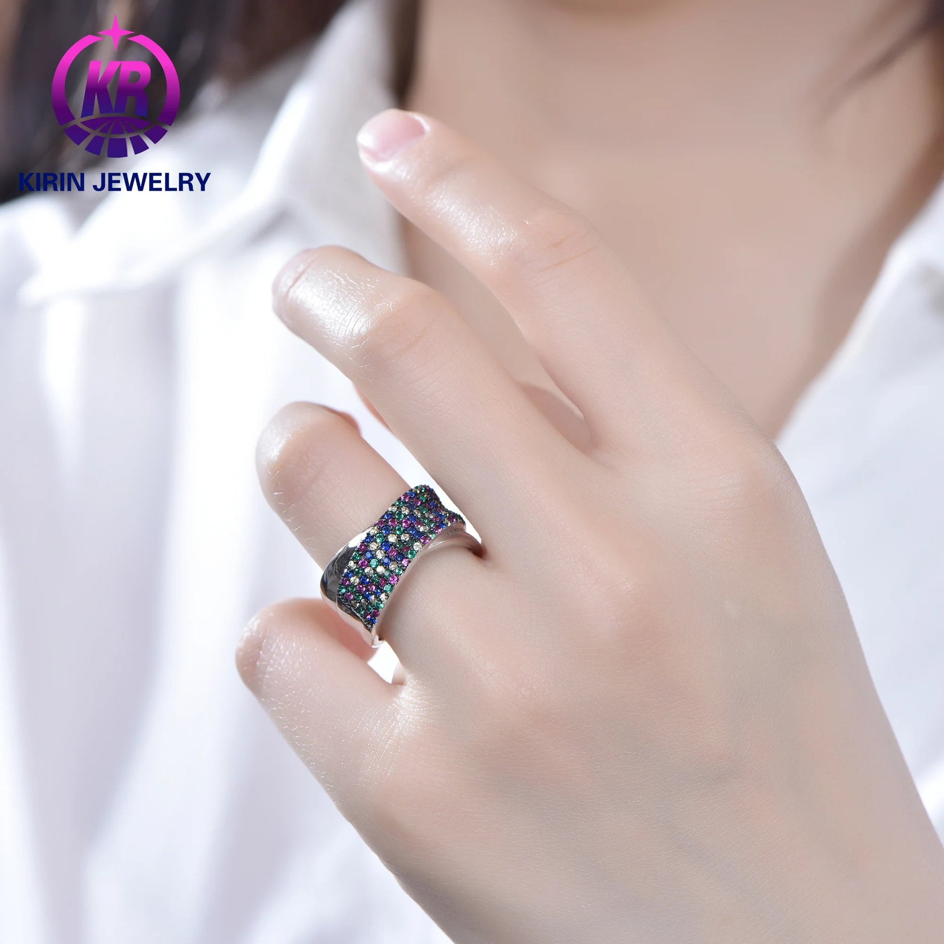 Fashion Jewelry Rings cheap 925 Sterling Silver Spinel Wedding Engagement New Trendy Ring Set Diamond Rings for Women Kirin Jewelry