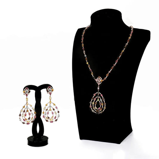 Fashion Jewelry Set Necklace and Earring Sets Women Hoop Earrings Chain Necklace CZ Diamond Jewelry Set Kirin Jewelry