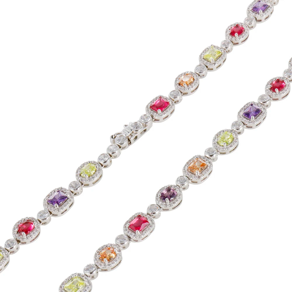 Fashion Jewelry Silver 925 Colorful Zirconia Diamond Bead Necklace For Women Kirin Jewelry