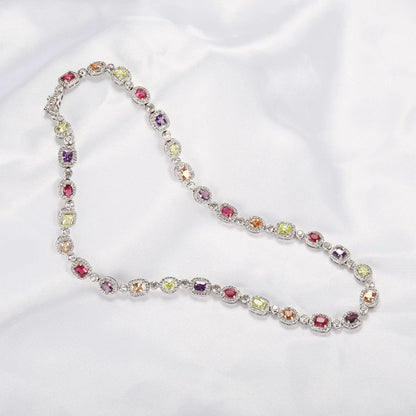 Fashion Jewelry Silver 925 Colorful Zirconia Diamond Bead Necklace For Women Kirin Jewelry