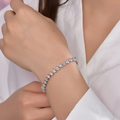 Fashion Jewelry Triangle Design Crystal Zircon 925 Sterling Silver Chains Bracelet Tennis Bracelet Women Kirin Jewelry