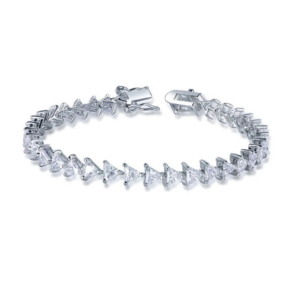 Fashion Jewelry Triangle Design Crystal Zircon 925 Sterling Silver Chains Bracelet Tennis Bracelet Women Kirin Jewelry