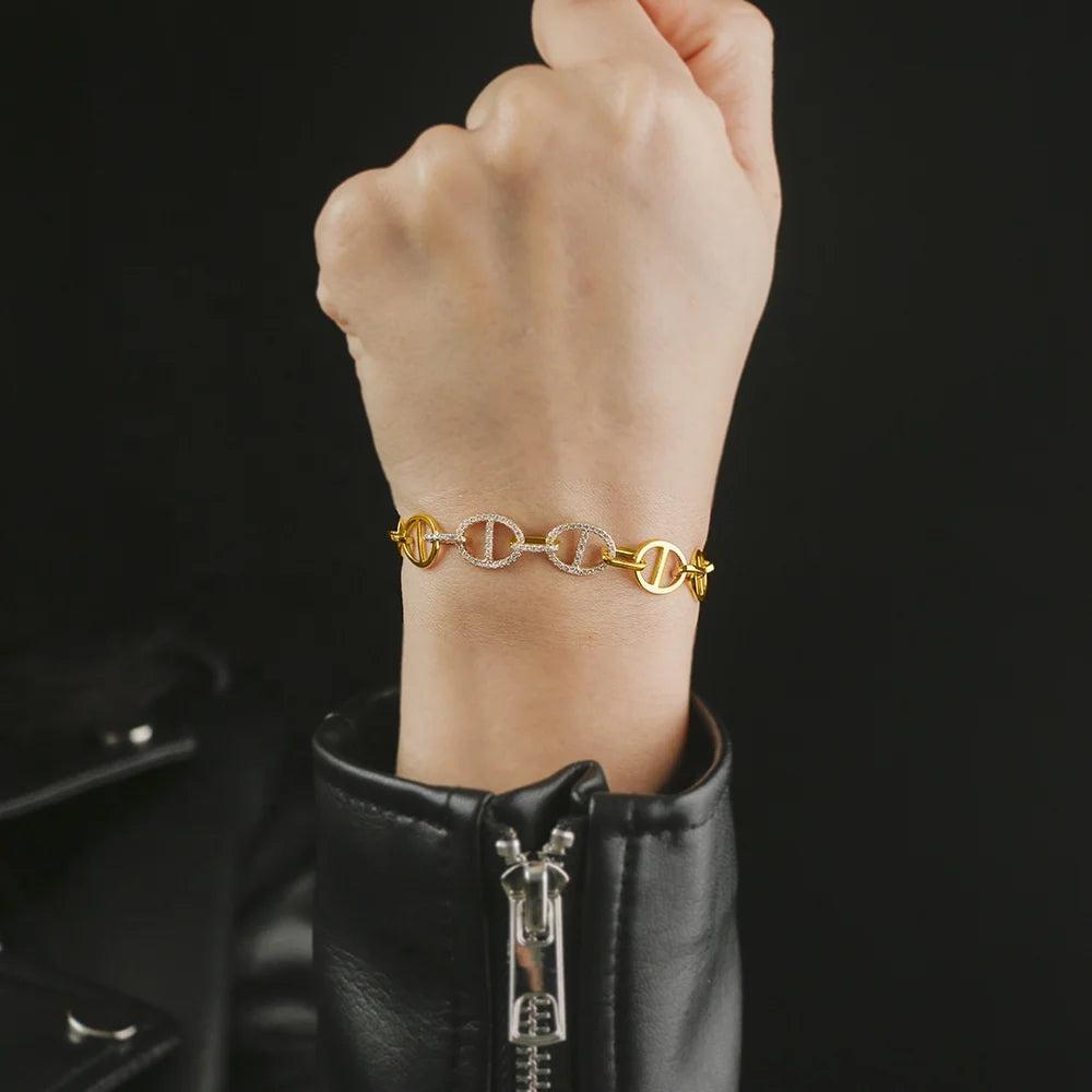 Fashion Luxury Bracelet & Bangle Famous Brand Charm Bracelets 10K 14K 18K Gold Cuff Bangle Bracelet for women Kirin Jewelry