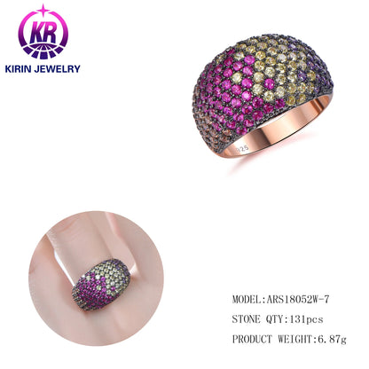 Fashion Selling Hiphop Luxury 925 Sterling Silver Unisex Purple Ruby Yellow Gold Diamond Wedding Engagement Ring Kirin Jewelry