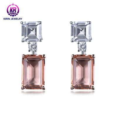 Fashion Unique Drop 925 Sterling Silver Earrings Square Crystal Geometric Earrings for Women Dangle Diamond Earrings Kirin Jewelry