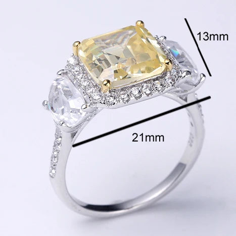 Fashion design big yellow stone silver ring costume jewelry Kirin Jewelry