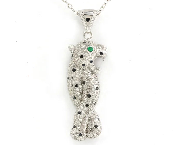 Fashion jewelry 925 sterling silver pendant CZ leopard pendant necklace Kirin Jewelry