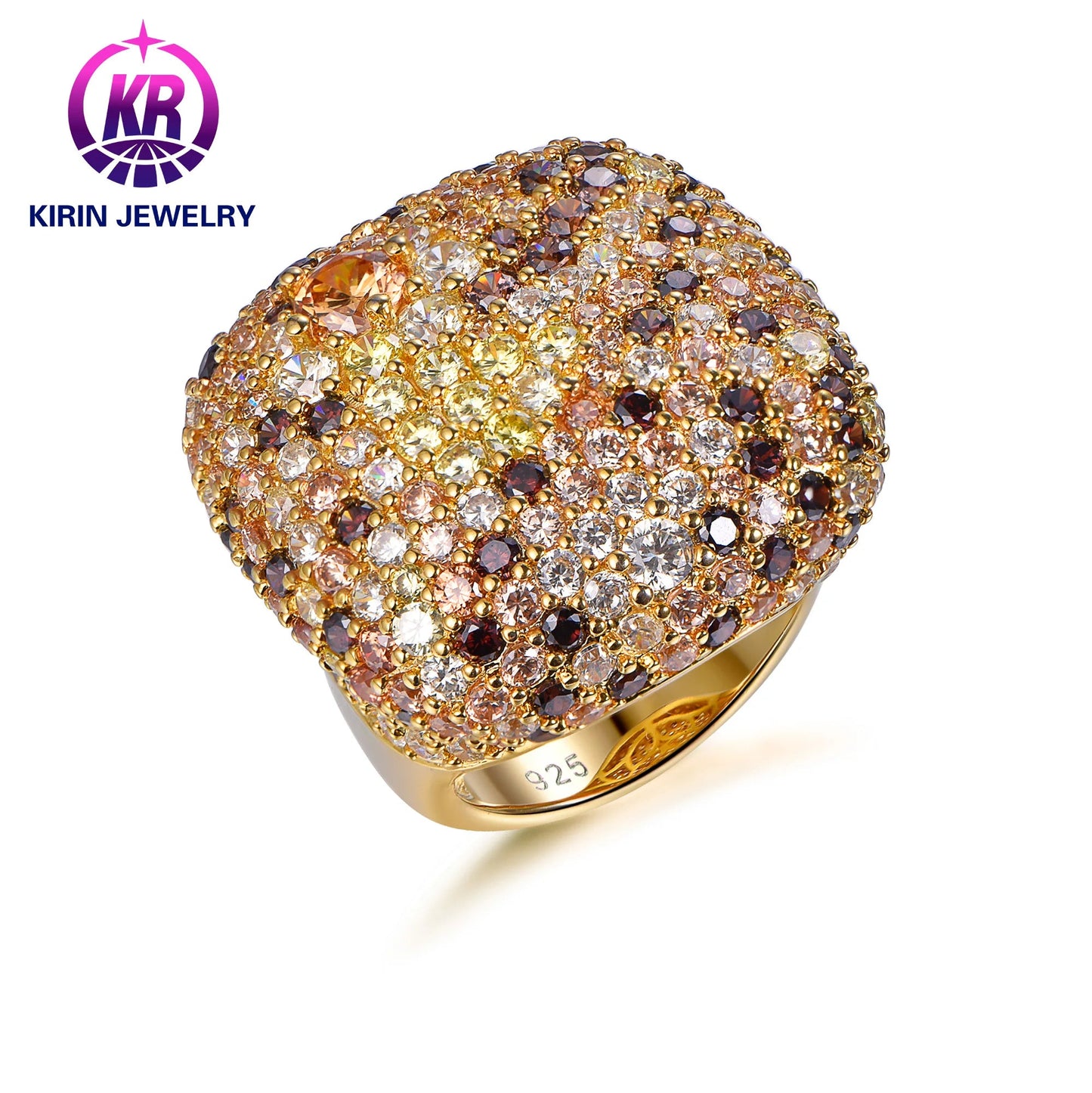 Fashion jewelry Deep Champagne 3A White Cubic Zirconia diamond ring gold ring for women jewelry Kirin Jewelry