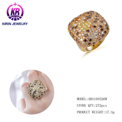 Fashion jewelry Deep Champagne 3A White Cubic Zirconia diamond ring gold ring for women jewelry Kirin Jewelry