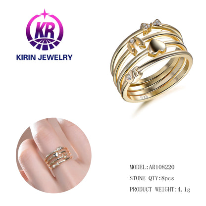 Fashion stackable gold rings chinese wholesale gold ring set for women Kirin Jewelry-ar108220