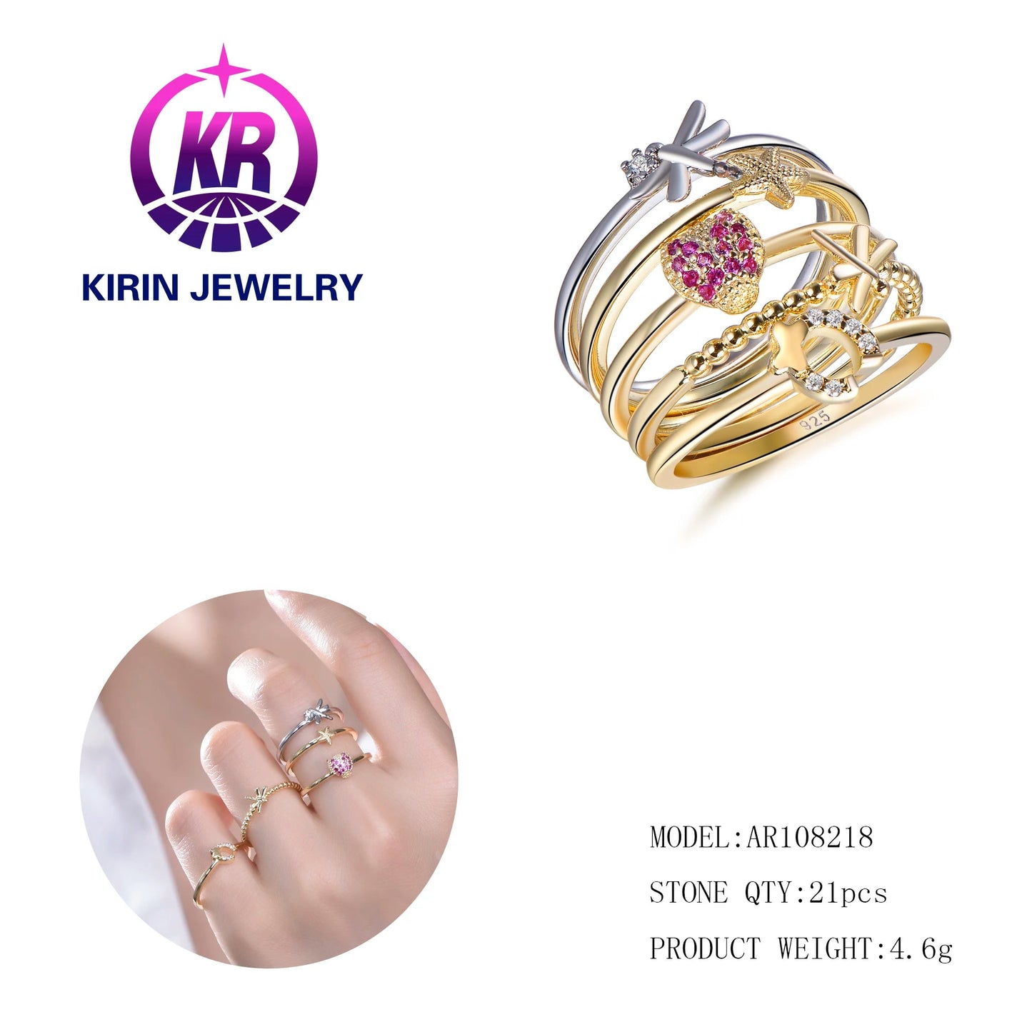 Fashion styling stackable wholesale gold rings for women Kirin Jewelry-ar108218