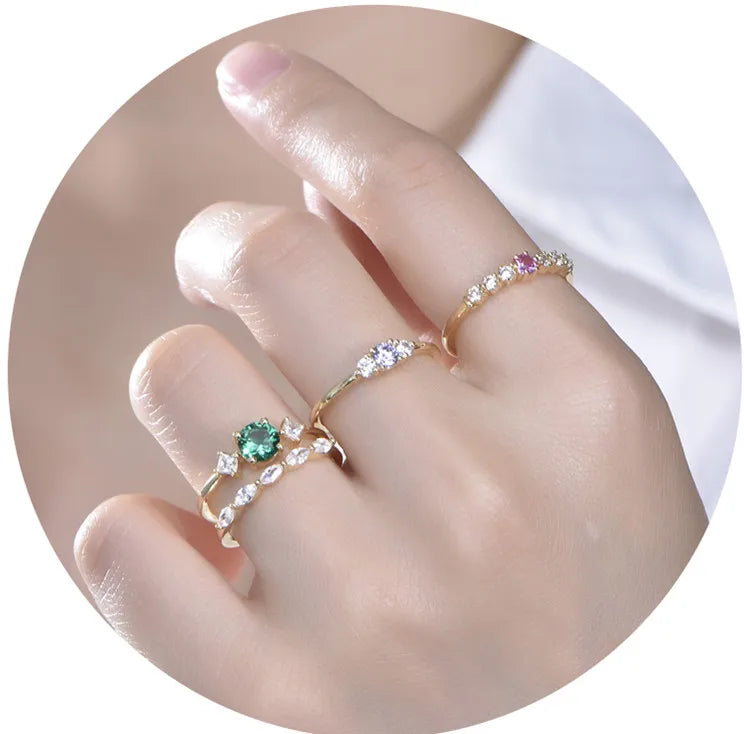 Fashion wholesale american gold cubic zirconia rings  luxury pearl rings finger ring set for women Kirin Jewelry