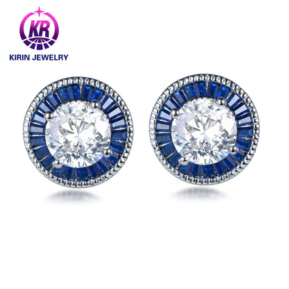 Fine Jewelry 925 Sterling Silver Round Cut Diamond Earrings White Gold Color Moissanite Diamond Stud Earrings For Women Kirin Jewelry