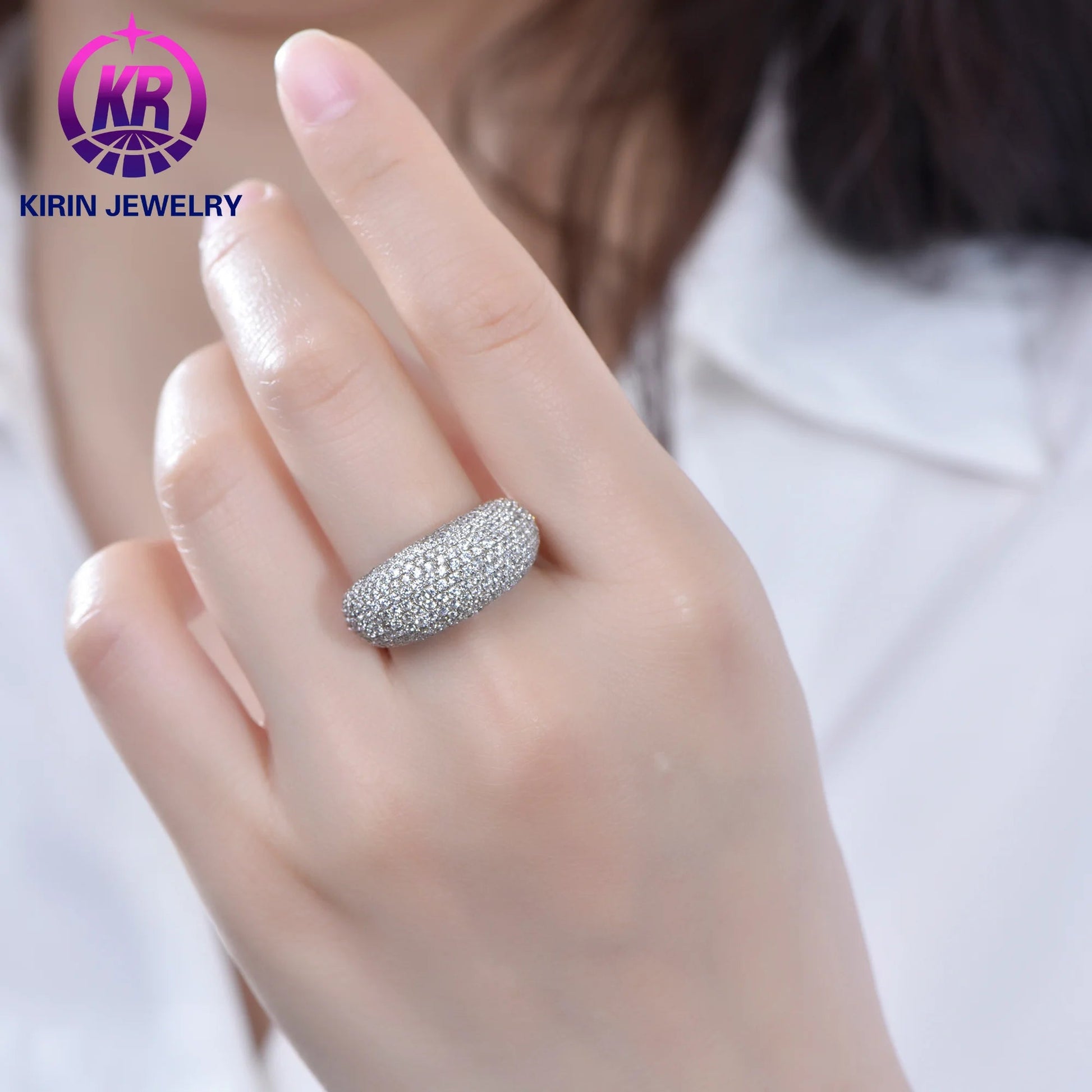 Full diamond ring 925 Sterling Silver engagement rings 3A Cubic Zirconia for women bridal wedding fashion jewelry Kirin Jewelry