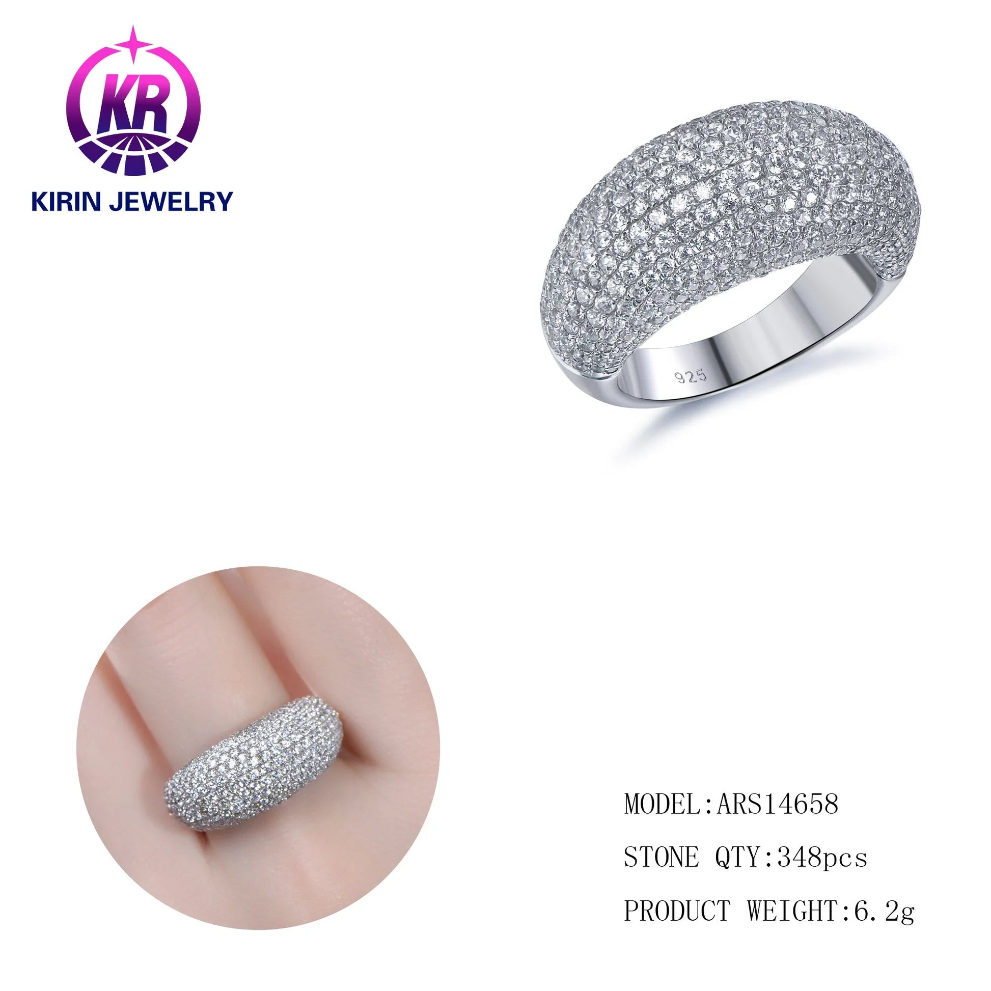 Full diamond ring 925 Sterling Silver engagement rings 3A Cubic Zirconia for women bridal wedding fashion jewelry Kirin Jewelry