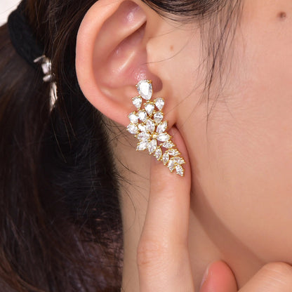 Gold Hollow Snowflake CZ Diamond Stud Earrings Grace Charming Fashion Women's Drop Earrings Jewelry Kirin Jewelry