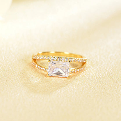 Gold Plated Ring Elegant Women's Full Diamond Ring 18K Gold Plated Tar Free Ring Double Layer Gold Plated 3A White Cubic Zirconia Ring Elegant Women's Full Diamond Ring 18K Gold Plated Tarnish Free Ring Kirin Jewelry