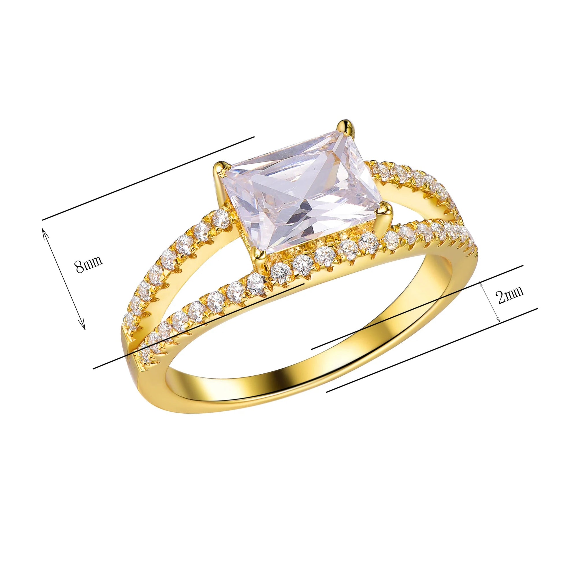 Gold Plated Ring Elegant Women's Full Diamond Ring 18K Gold Plated Tar Free Ring Double Layer Gold Plated 3A White Cubic Zirconia Ring Elegant Women's Full Diamond Ring 18K Gold Plated Tarnish Free Ring Kirin Jewelry