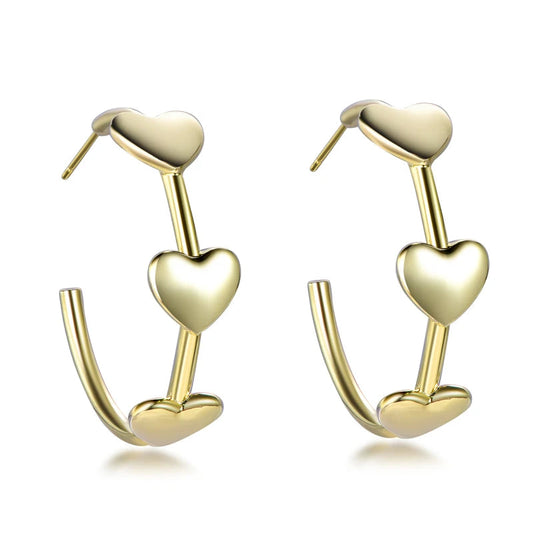 Gold plated heart shaped hoop earrings trendy personality hot models jewelry silver Kirin Jewelry