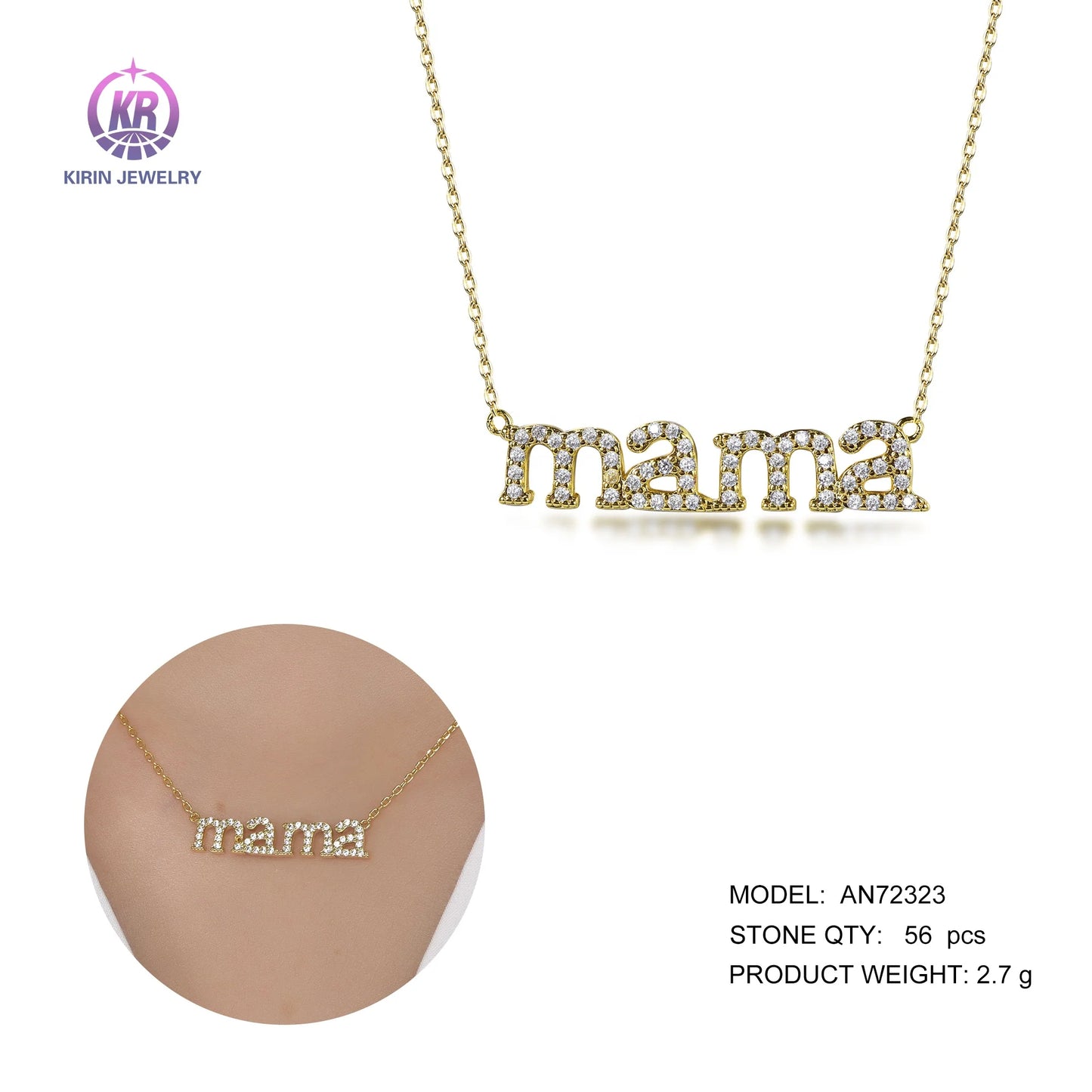 UK mama Necklace 18k Gold Silver 16" 18" Delicate Italian Snake Chain Necklace mama Necklace' Pendant