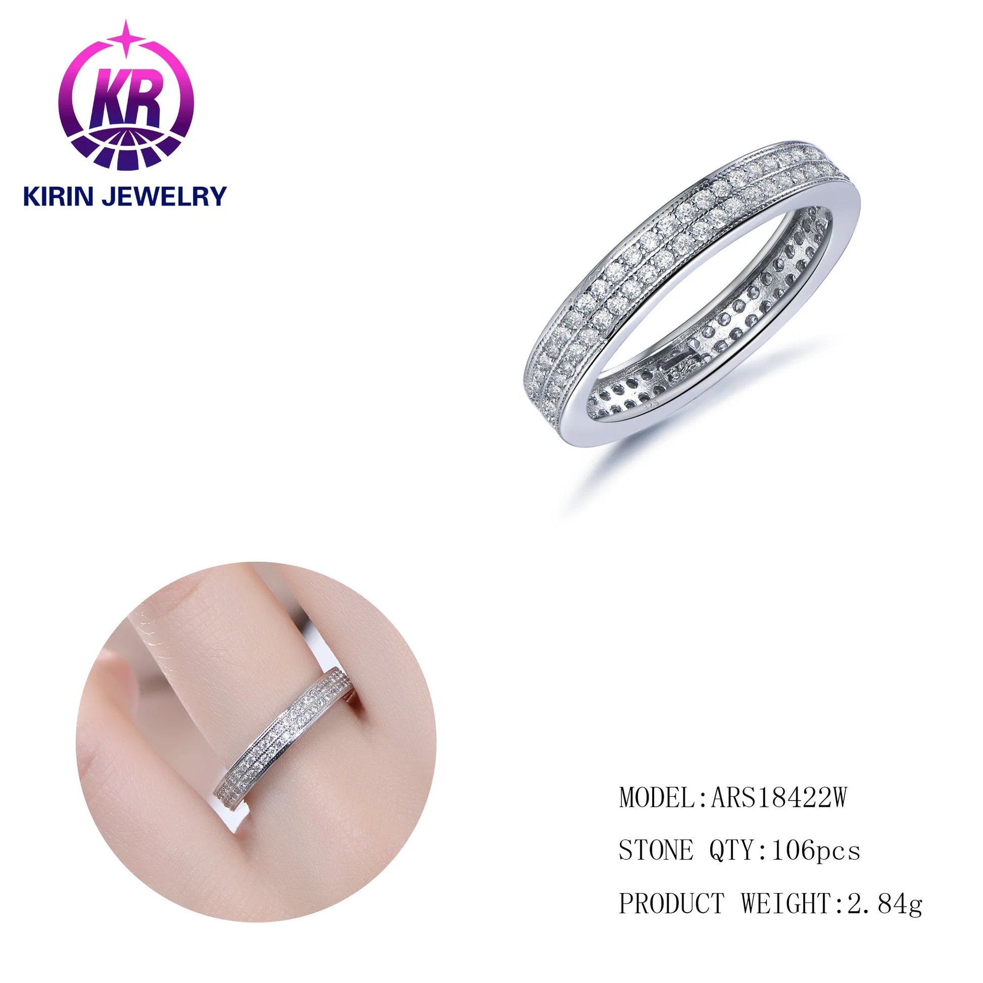 High Quality 925 Sterling Silver Diamond Wedding Ring 3A White Cubic Zirconia Diamond Ring Engagement Ring Kirin Jewelry