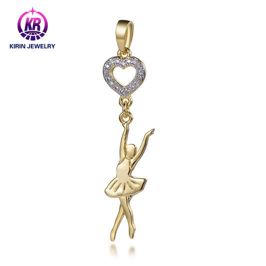 High Quality Custom 14K & 18K Gold Love Ballet Girl Pendant Charm Necklace For Women Girls Valentine Gift Kirin Jewelry