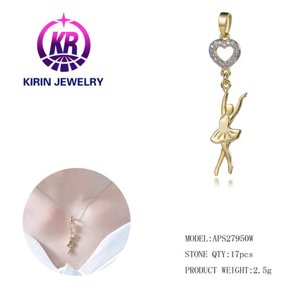 High Quality Custom 14K & 18K Gold Love Ballet Girl Pendant Charm Necklace For Women Girls Valentine Gift Kirin Jewelry