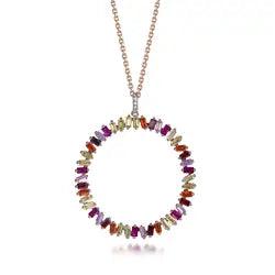 High Quality Fashion Design Rainbow Circle Shine Cubic Zirconia Silver Pendant Necklace Kirin Jewelry