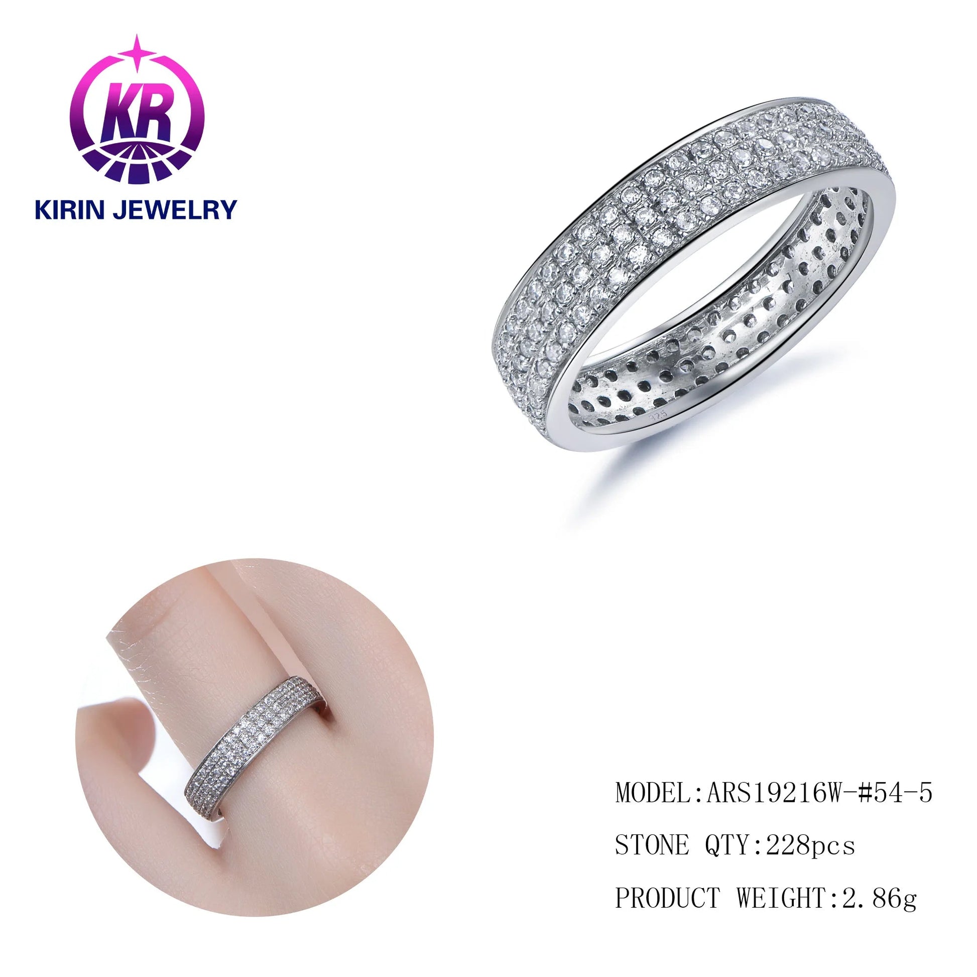 High Quality Fine Jewelry Rings for Women 925 Sterling Silver Diamond Wedding Ring 3A Cubic Zirconia Diamond Ring Kirin Jewelry