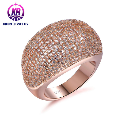 High Quality Jewelry 925 Sterling Silver For Men Women Couple Rose Gold All Diamond Ring Kirin Jewelry