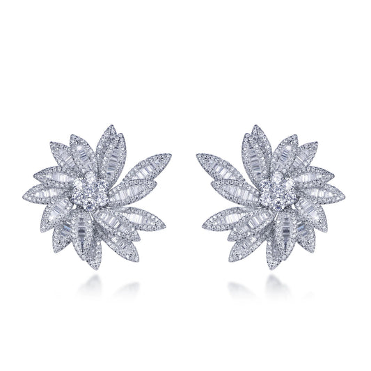 High Quality Moissanite Jewelry  Rhodium Plating Flower Jewelry Earrings Kirin Jewelry