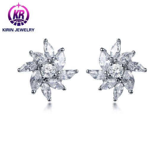 High quality 925 Sterling Silver Luxury Statement Simple flower shaped exquisite earrings Bridal earrings Women's jewelry Kirin Jewelry