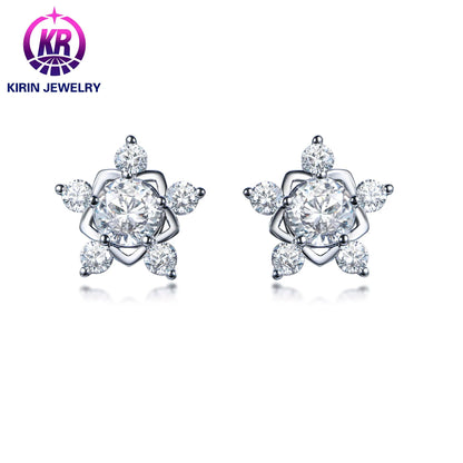 High quality gemstone jewelry stud earrings 925 sterling silver cheap earrings pentagonal star shaped platinum earrings Kirin Jewelry