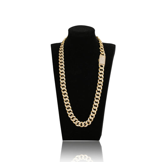 Hip Hop Style 925 Silver Cuban Link Chain Diamond Gold Plated Bracelet Necklace For Men Kirin Jewelry