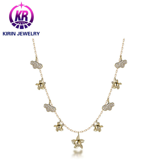 Hot 18K Gold Plated for Necklace Pretty Stars and Clouds Necklaces 925 Sterling Silver Jewelry Necklaces Women Jewelry Kirin Jewelry