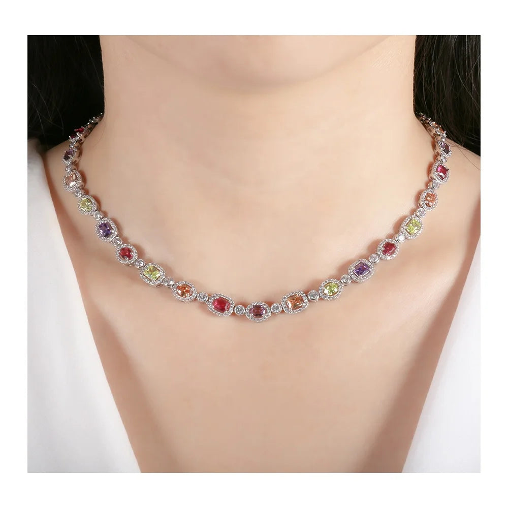 Hot Sale Fashion Women's Necklace Set Jewelry Zircon Ruby Crystal Necklace for Ladies Women Custom Jewelry Clavicle necklace Kirin Jewelry
