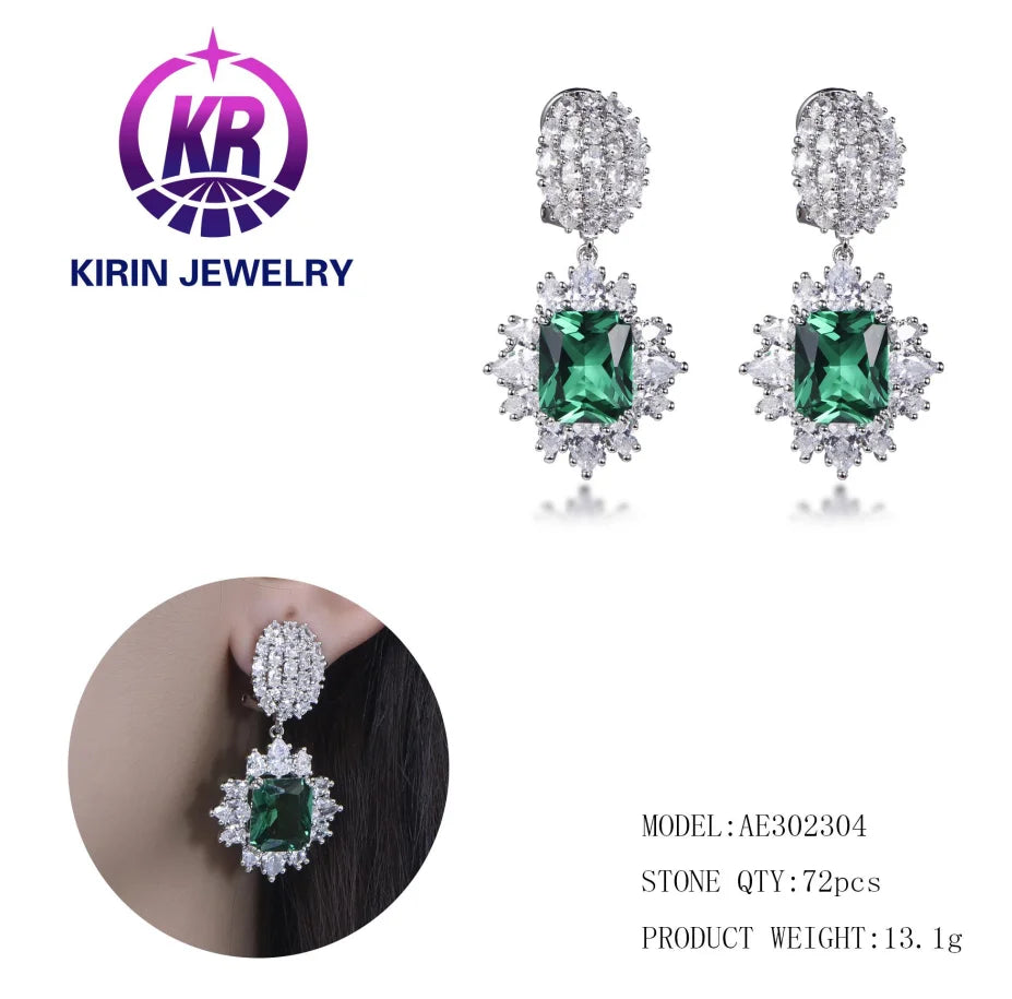 Hot sale classic luxury gemstone drop earrings with 925 sterling silver custom women jewelry designer earrings Kirin Jewelry