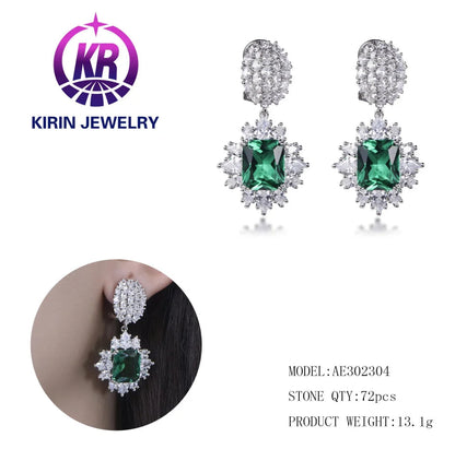 Hot sale classic luxury gemstone drop earrings with 925 sterling silver custom women jewelry designer earrings Kirin Jewelry