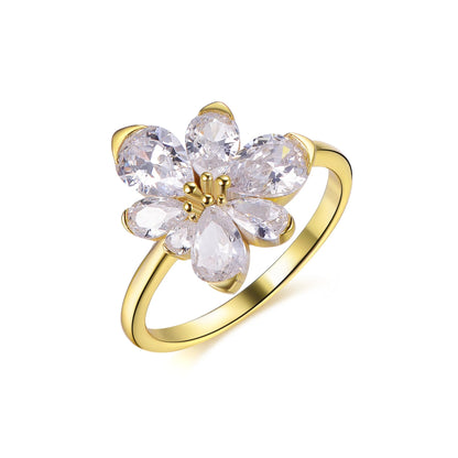 Hot sale classics designs jewelry 14k 18k real gold flower shape diamonds rings for women marriage rings Kirin Jewelry